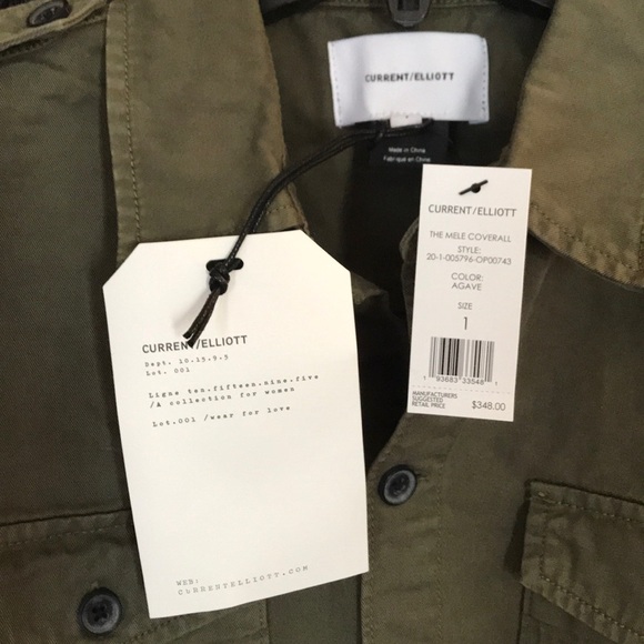 Current/Elliott Mele Coverall Jumpsuit in Agave size S NWT - Picture 10 of 14